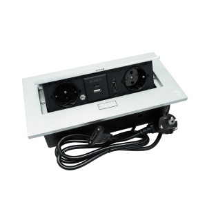 Priza incastrabila model VADO, 2 iesiri Schuko, 1x USB-A, 1x USB-C, 1x HDMI, cablu 1,5 m inclus, finisaj alb | aluminiu | negru - Img 2