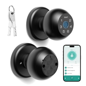 Set buton smart cu broască Rondox, amprentă, cod și aplicație Tuya, negru