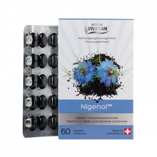 Nigenol - Supliment alimentar cu ulei de Chimen negru cu efect antiinflamator pentru un sistem imunitar sanatos - 60 capsule