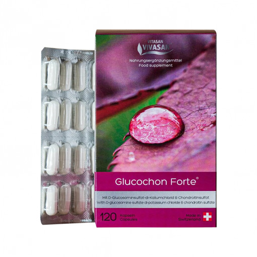Glucochon Forte - Supliment alimentar cu glucozamina si chondroitina pentru articulatii si sistemul locomotor - 120 capsule