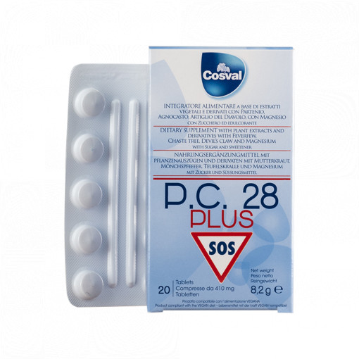 PC 28 Plus - Supliment alimentar analgezic - reducerea durerilor musculare, nevralgice, de cap, menstruale - 20 tablete