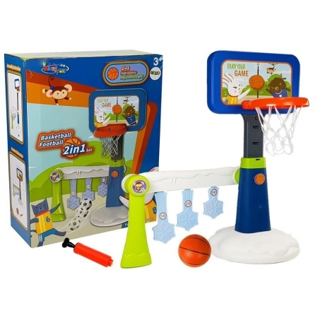 Set de joaca 2 in 1, cos de baschet pentru copii, cu minge si pompa