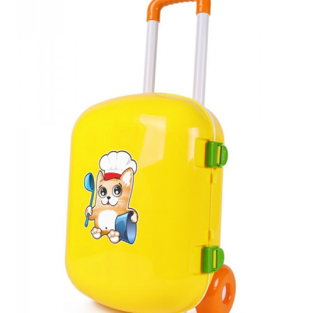 Set mini bucatarie in troliu galben TechnoK, cu accesorii