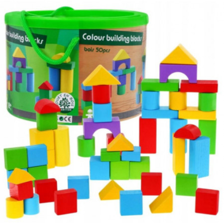 Cuburi de constructii din lemn colorate,