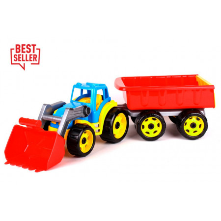 Tractor cu excavator frontal si remorca TechnoK, multicolor