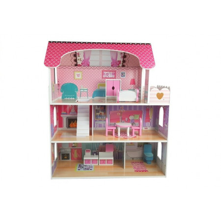 Casa de papusi din lemn Milena, roz