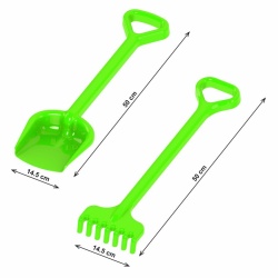 Set de nisip, unelte de gradina, Technok (1424), lopata si grebla, 50 cm, verde - Img 3