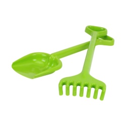 Set de nisip, unelte de gradina, Technok (1424), lopata si grebla, 50 cm, verde - Img 1