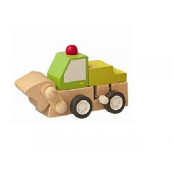 Utilaj de constructie buldozer din lemn, Woodyland, cu actionare mecanica - Img 1