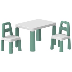 Masa pentru copii cu 2 scaune, sarcina max. 75 kg, Technok, verde - Img 1