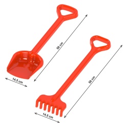 Set de nisip, unelte de gradina, Technok (1424), lopata si grebla, 50 cm, rosu - Img 3