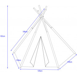 Cort de joaca Wigwam cu cadru din eucalipt, albastru - Img 5
