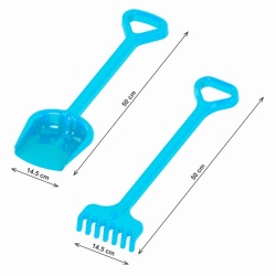 Set de nisip, unelte de gradina, Technok (1424), lopata si grebla, 50 cm, albastru - Img 2