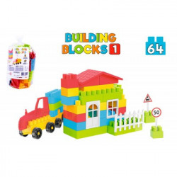 Set cuburi de construit, Technok, 64 de piese, in sac - Img 1