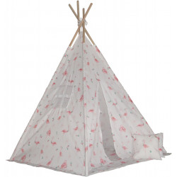 Cort de joaca Tipi cu cadru de lemn, flamingo - Img 1