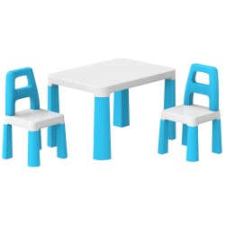 Masa pentru copii cu 2 scaune, sarcina max. 75 kg, Technok, albastru - Img 1