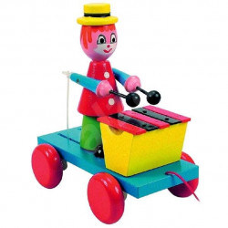 Jucarie de tras Woodyland din lemn cu clovn si xilofon - Img 2