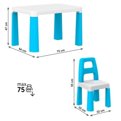 Masa pentru copii cu 2 scaune, sarcina max. 75 kg, Technok, albastru - Img 2