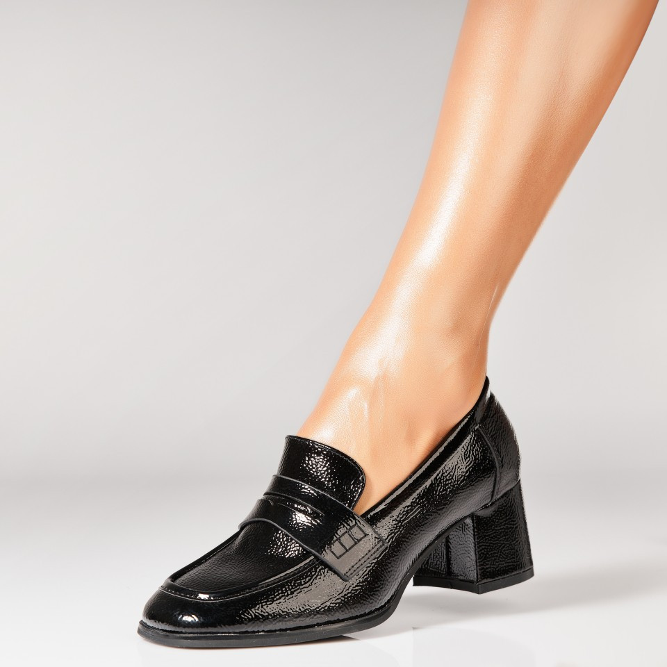 Γυναικεία Παπούτσια με Τακούνι Οικολογικό Γυαλισμένο Δέρμα Μαύρο Aynan A7134
