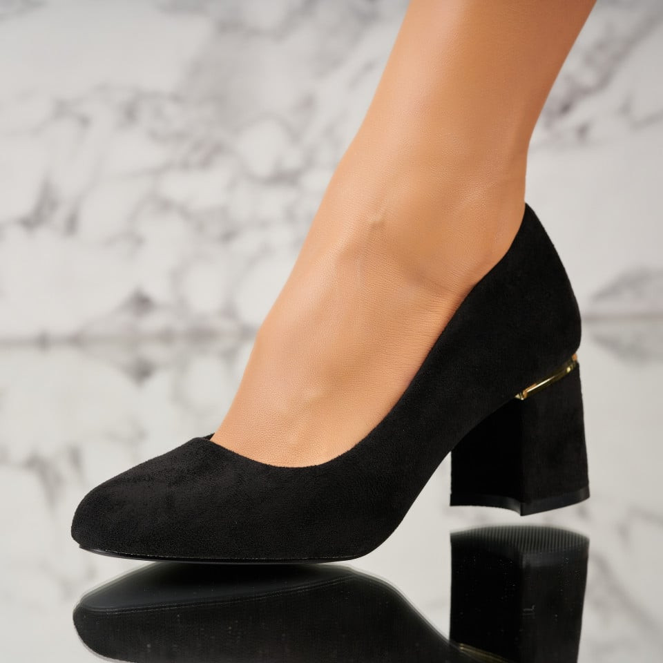 Γυναικεία Παπούτσια με Τακούνι Οικολογικό Γυρισμένο Δέρμα Μαύρο Cadance A3642