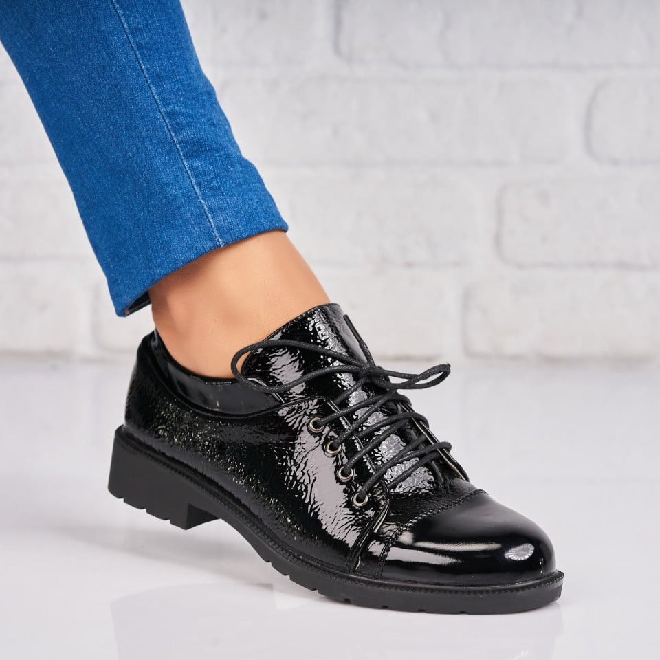 Γυναικεία Casual Παπούτσια Οικολογικό Γυαλισμένο Δέρμα Μαύρο Haely A4392