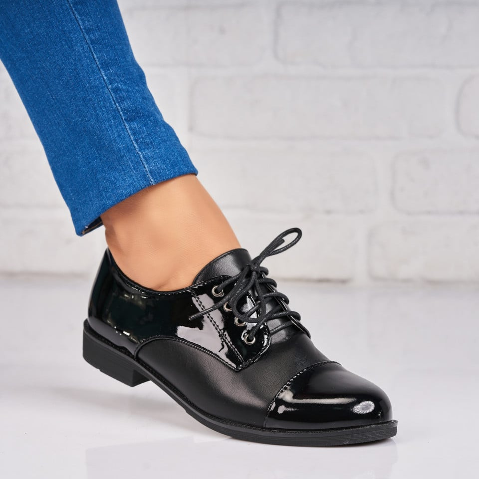 Γυναικεία Casual Παπούτσια Οικολογικό Γυαλισμένο Δέρμα Μαύρο Renes A4366