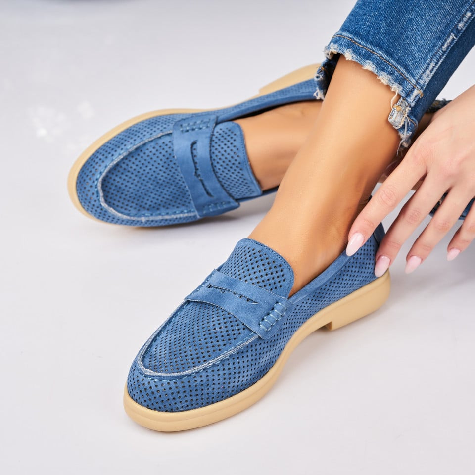 Γυναικεία Casual Παπούτσια Οικολογικό Γυρισμένο Δέρμα Μπλε Maisa A3827