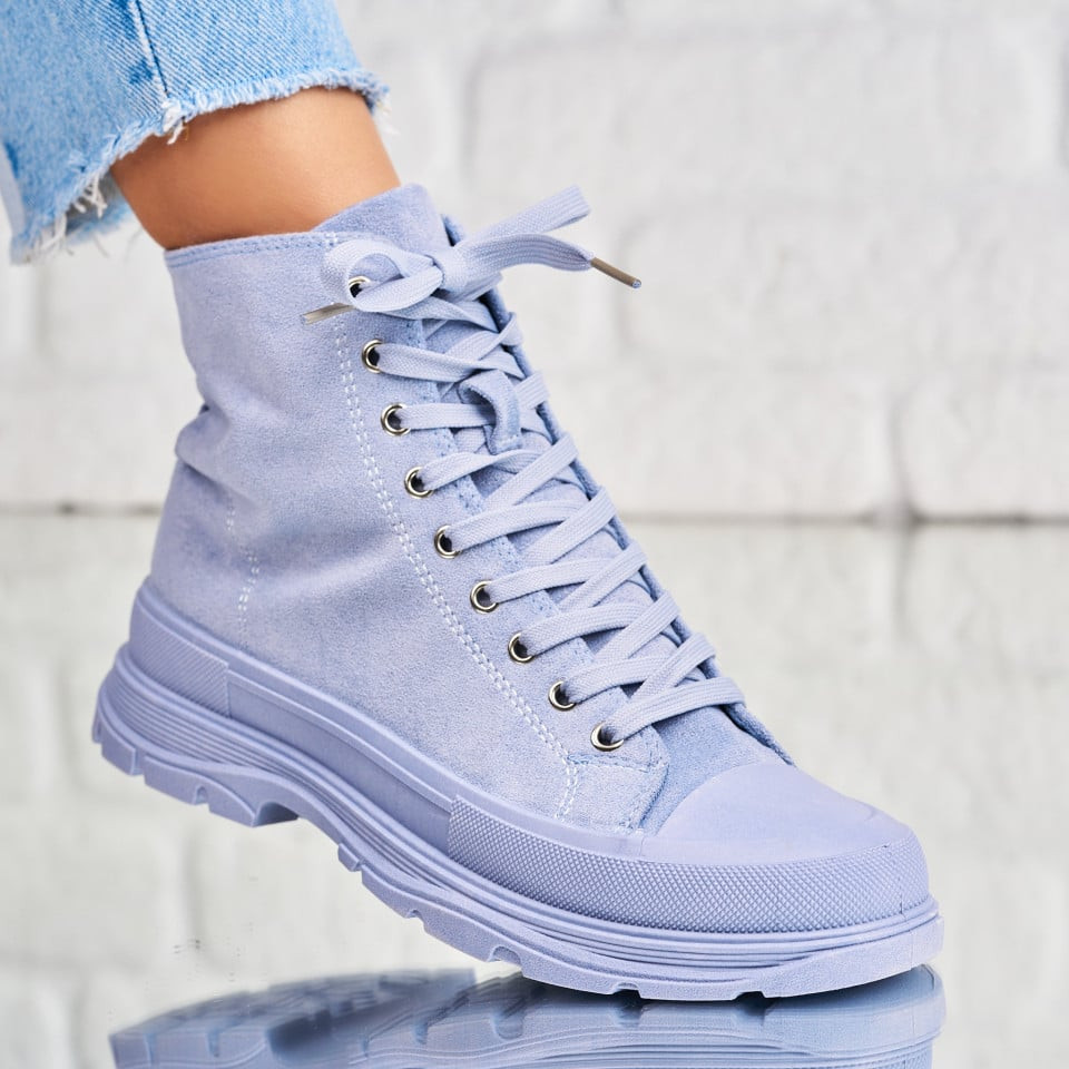 Γυναικεία sneakers Οικολογικό Γυρισμένο Δέρμα Γαλάζιο Isabeau