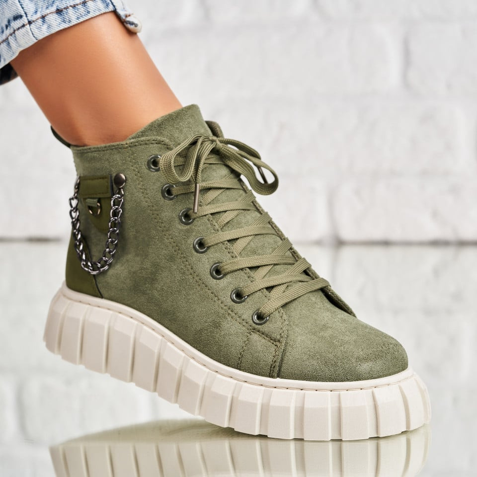 Γυναικεία sneakers Οικολογικό Γυρισμένο Δέρμα Πράσινο Evony A2017