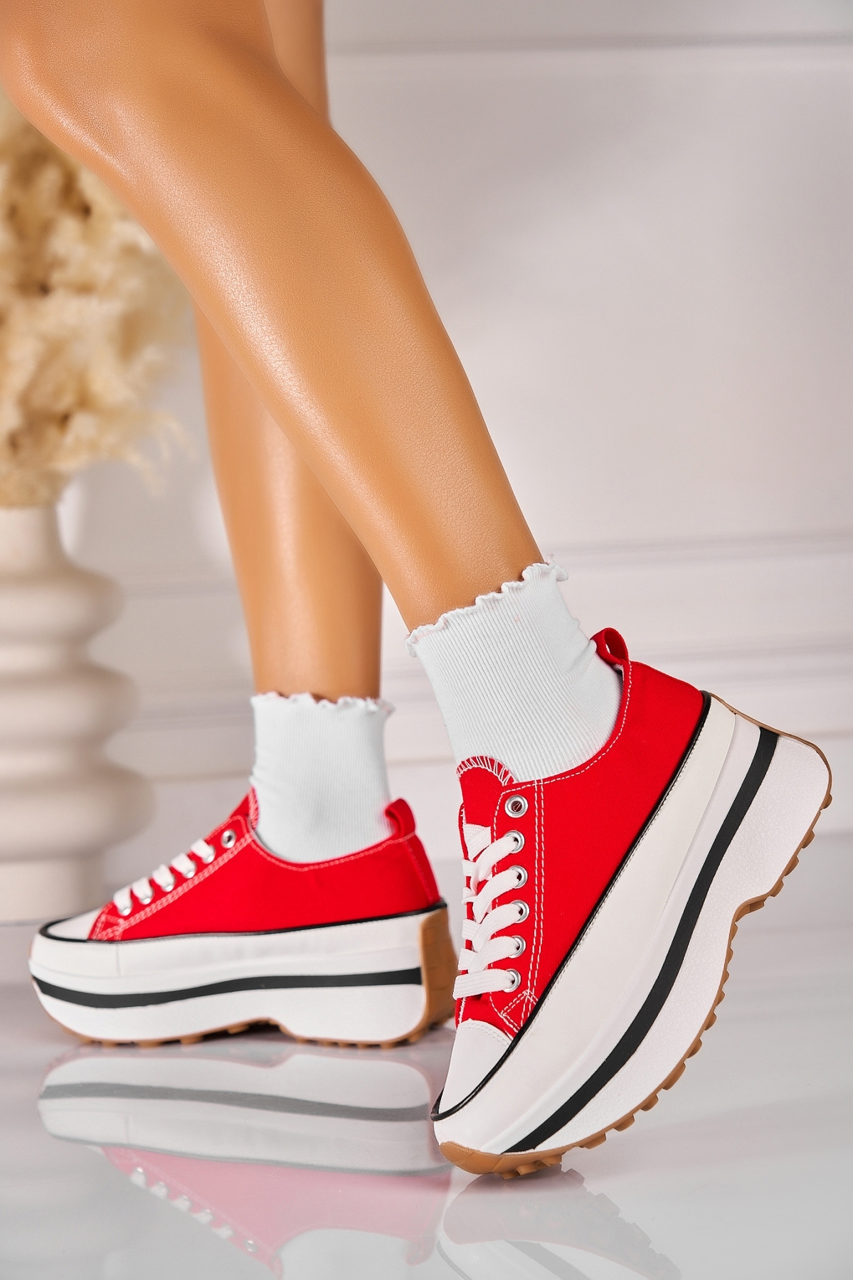 Γυναικεία sneakers Ύφασμα Κόκκινο Joline