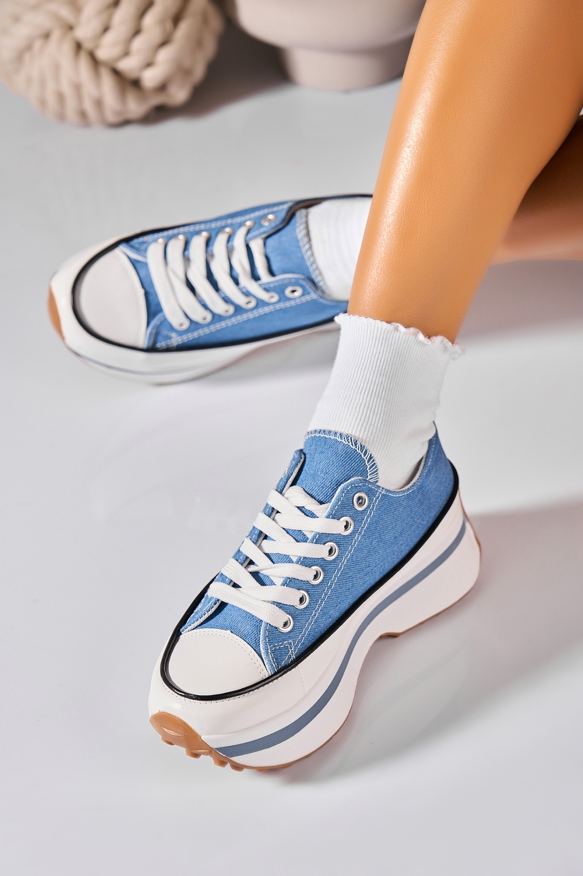 Γυναικεία sneakers Ύφασμα Γαλάζιο Joline