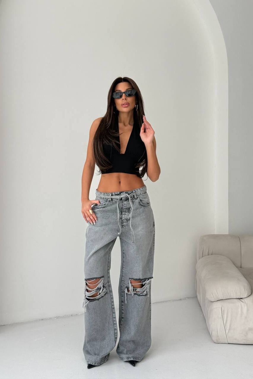 Γυναικείο τζιν Oversize Γκρι Aralys