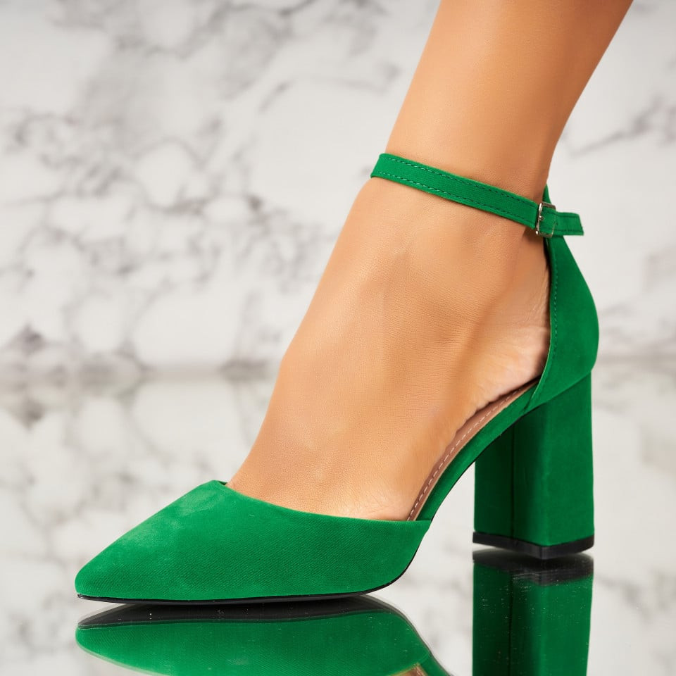 Γυναικεία Παπούτσια με Τακούνι Οικολογικό Γυρισμένο Δέρμα Πράσινο Genevra2 A3596
