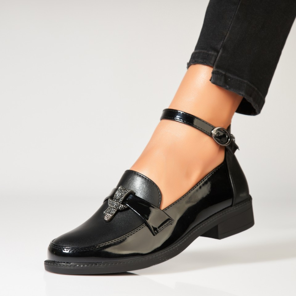 Γυναικεία Casual Παπούτσια Οικολογικό Γυαλισμένο Δέρμα Μαύρο Merania A7017