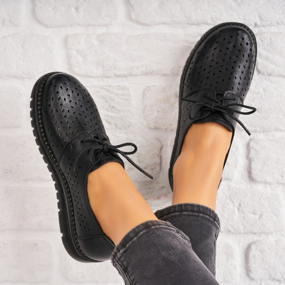 Γυναικεία Casual Παπούτσια Οικολογικό Γυρισμένο Δέρμα Μαύρο A4814