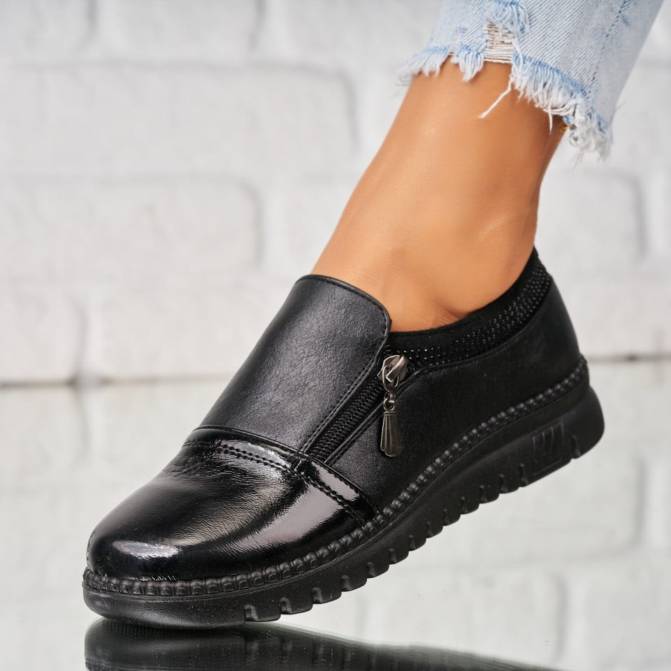 Γυναικεία Casual Παπούτσια Οικολογικό Δέρμα Μαύρο Lurina A3562