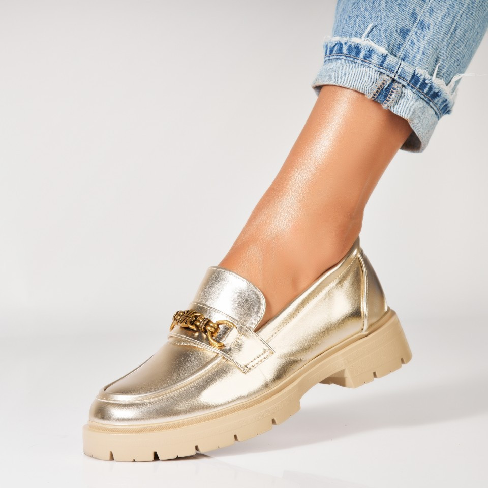 Γυναικεία Casual Παπούτσια Οικολογικό Δέρμα Χρυσό Nandhi A7201