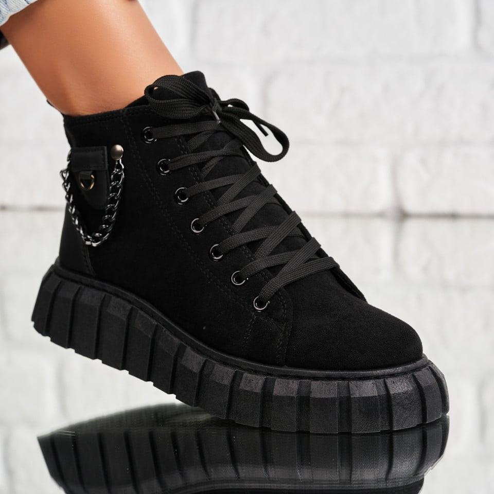 Γυναικεία sneakers Οικολογικό Γυρισμένο Δέρμα Μαύρο Evony A2015