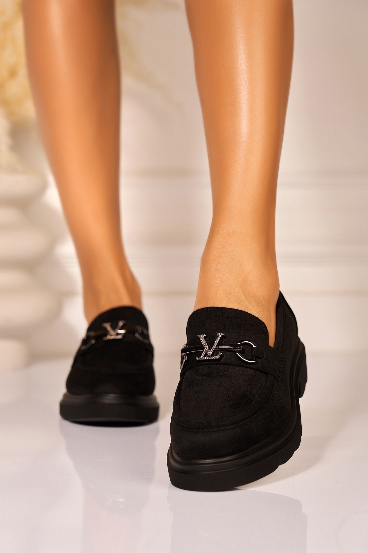 Γυναικεια Loafers Οικολογικό Γυρισμένο Δέρμα Μαύρο Nadwa2