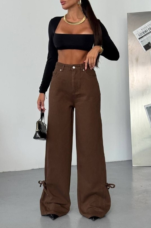 Γυναικείο τζιν Oversize Καφέ Alya