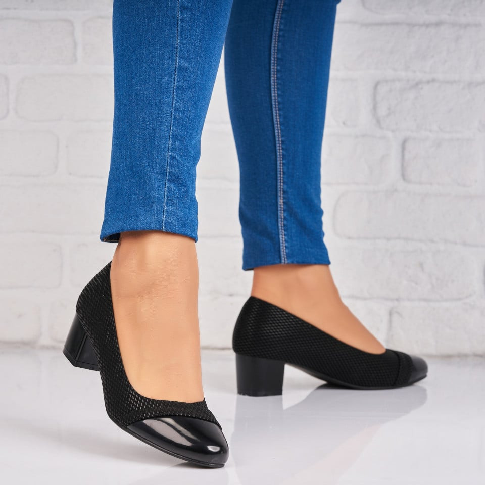 Γυναικεία Παπούτσια με Τακούνι Οικολογικό Γυρισμένο Δέρμα Μαύρο Ireol A4358