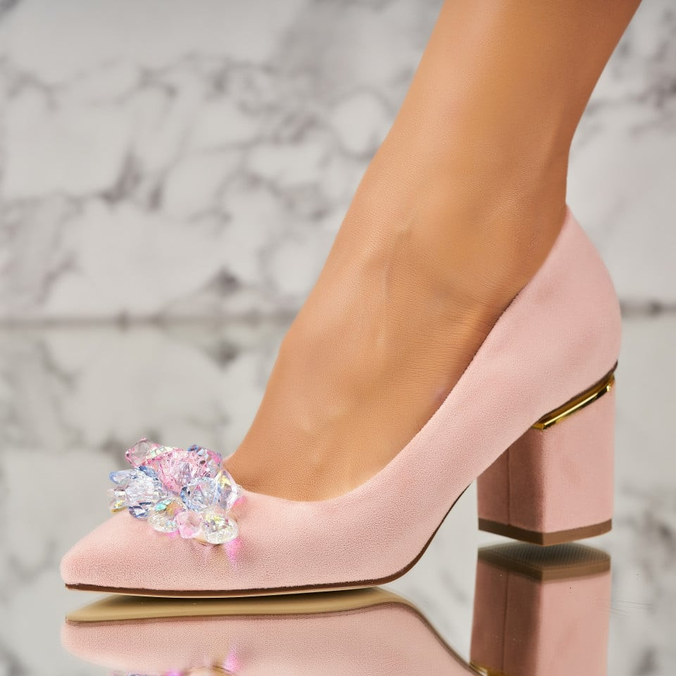Γυναικεία Παπούτσια με Τακούνι Οικολογικό Γυρισμένο Δέρμα Ροζ Easton
