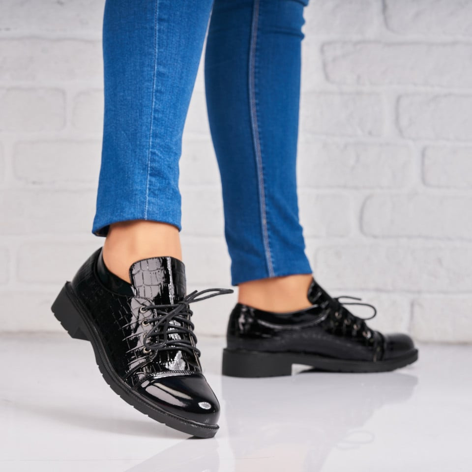 Γυναικεία Casual Παπούτσια Οικολογικό Γυαλισμένο Δέρμα Μαύρο Jivisha A4394