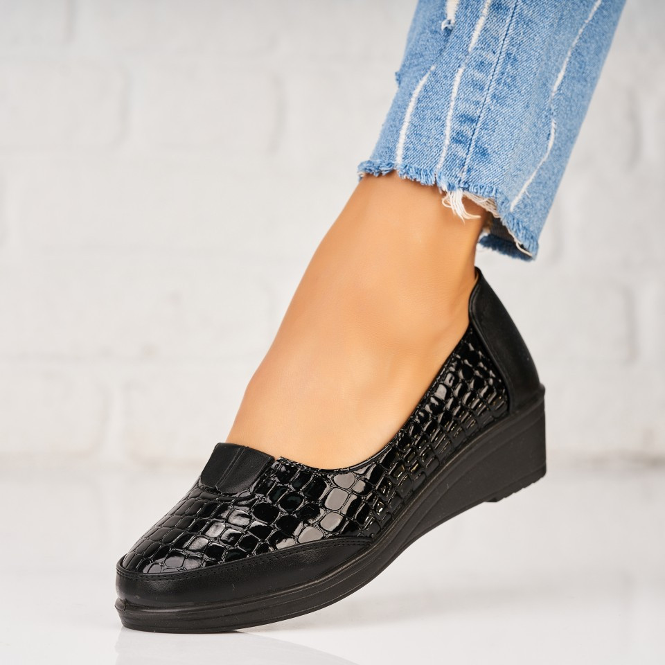Γυναικεία Casual Παπούτσια Οικολογικό Γυαλισμένο Δέρμα Μαύρο Leden A5282