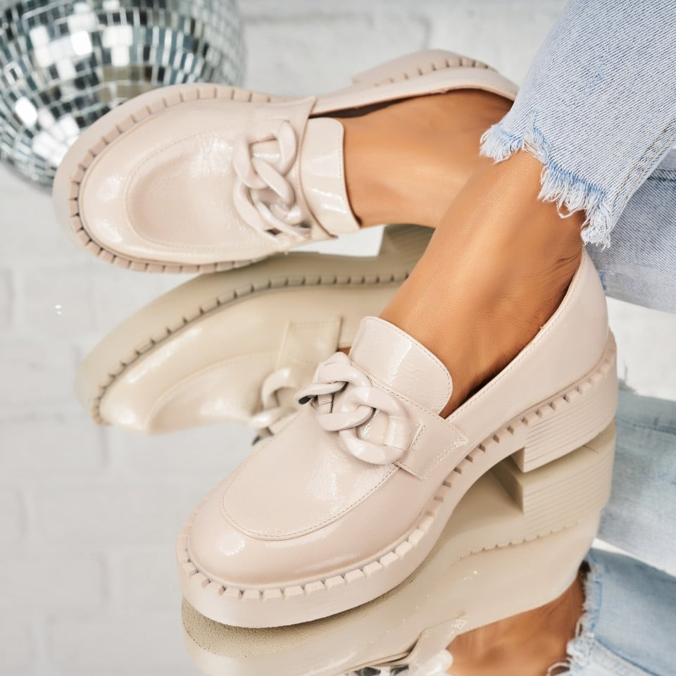 Γυναικεία Casual Παπούτσια Οικολογικό Γυαλισμένο Δέρμα Μπεζ Circe A3546