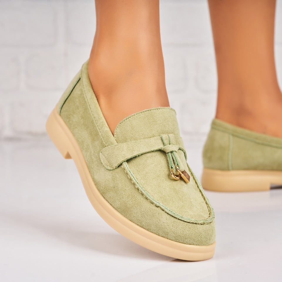 Γυναικεία Casual Παπούτσια Οικολογικό Γυρισμένο Δέρμα Πράσινο Nanette A4261