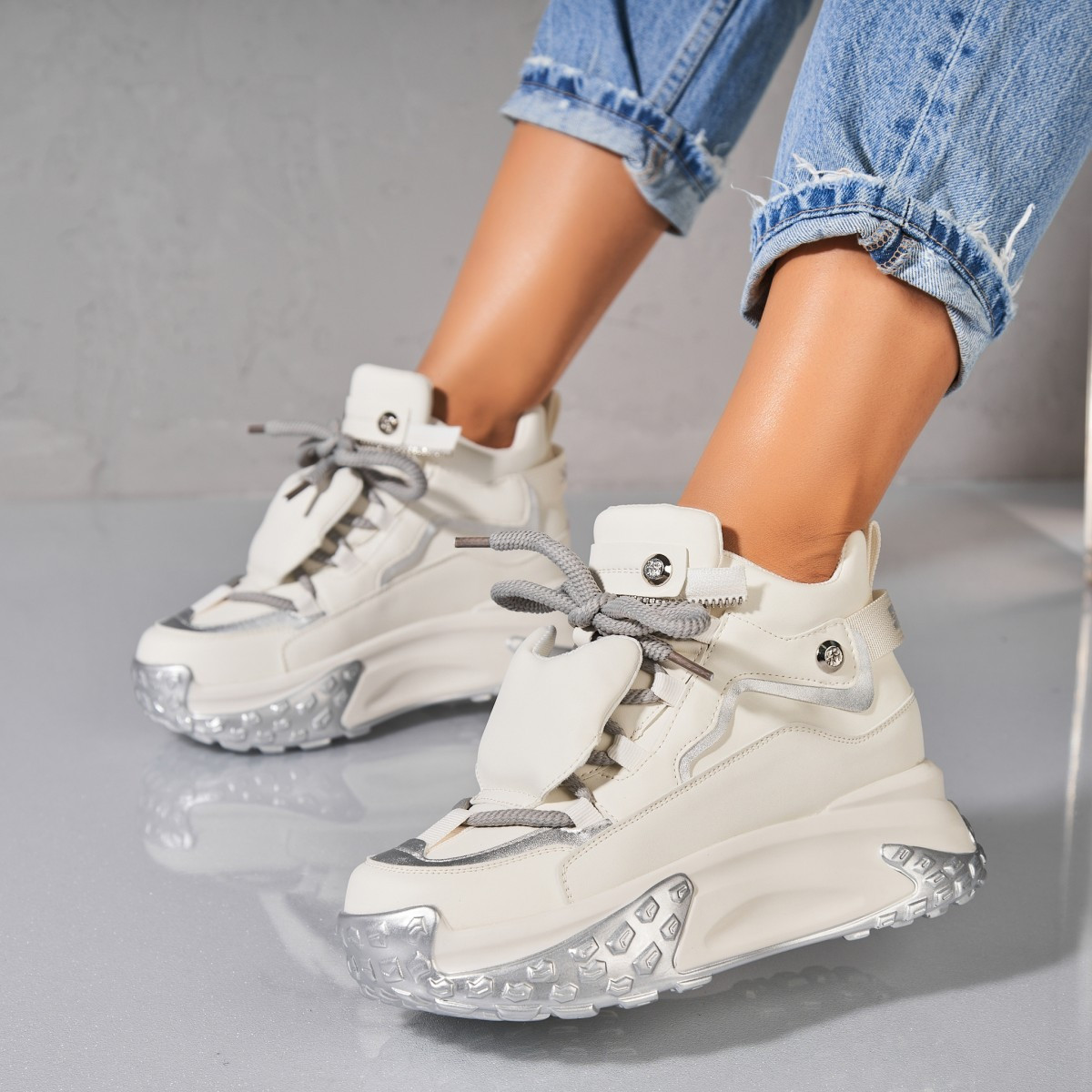 Γυναικεία sneakers Οικολογικό Δέρμα Άσπρο Zalina