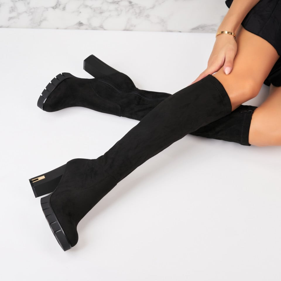 Γυναικείες Χειμερινές Μπότες Οικολογικό Γυρισμένο Δέρμα Μαύρο Marquita