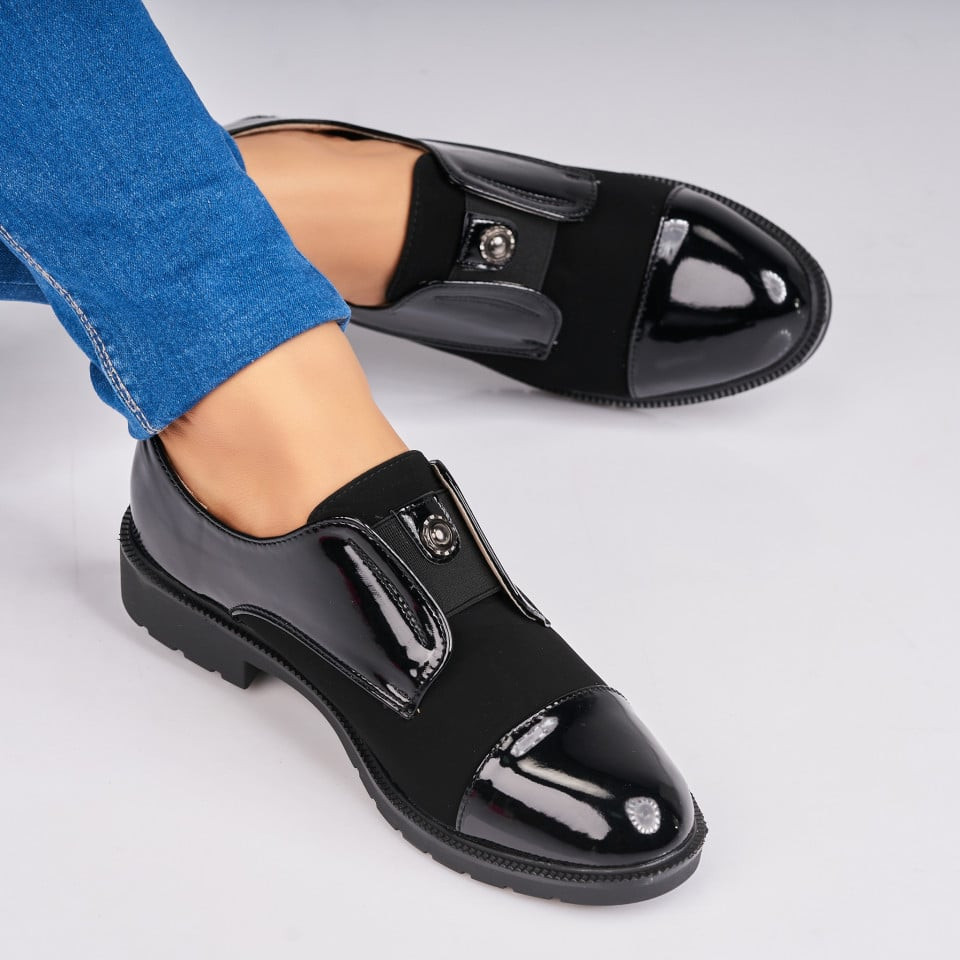 Γυναικεία Casual Παπούτσια Οικολογικό Γυαλισμένο Δέρμα Μαύρο Kayisire A4395