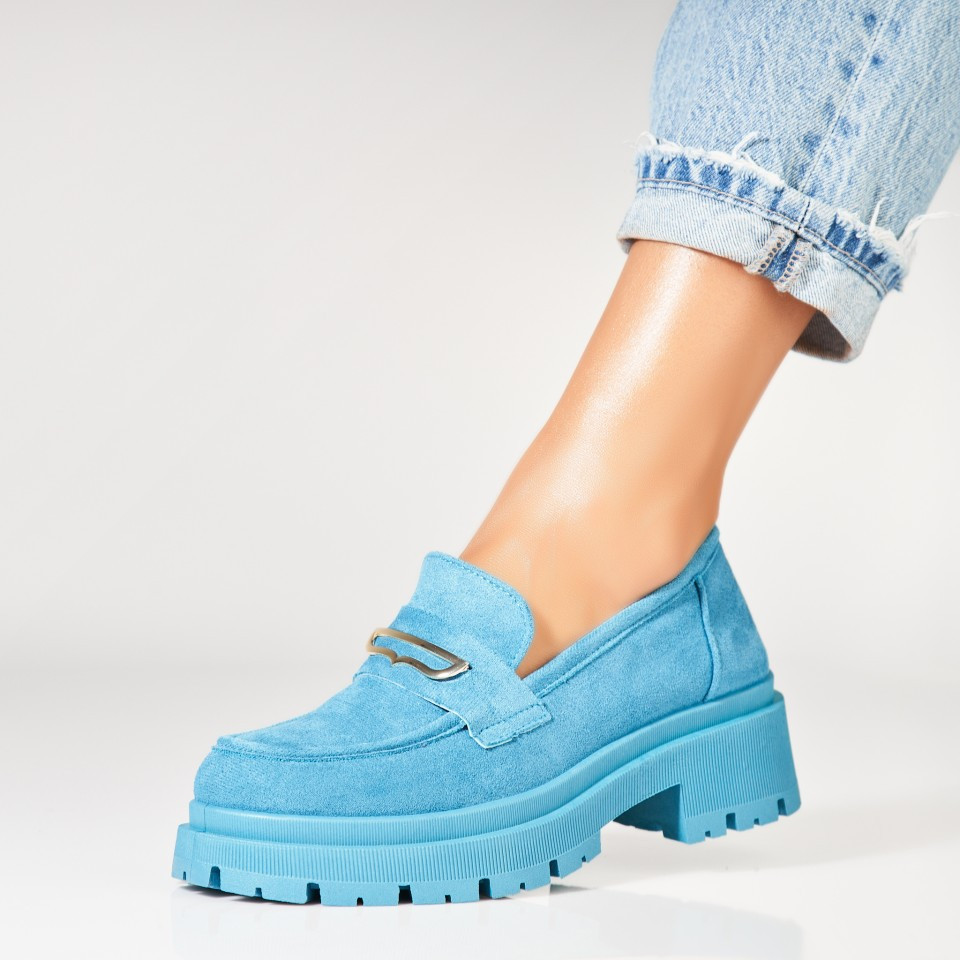Γυναικεία Casual Παπούτσια Οικολογικό Γυρισμένο Δέρμα Γαλάζιο Yashwi